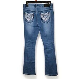 True Luck Jeans Womens Size 7/8 Low Rise Bootcut Embroidered Pockets